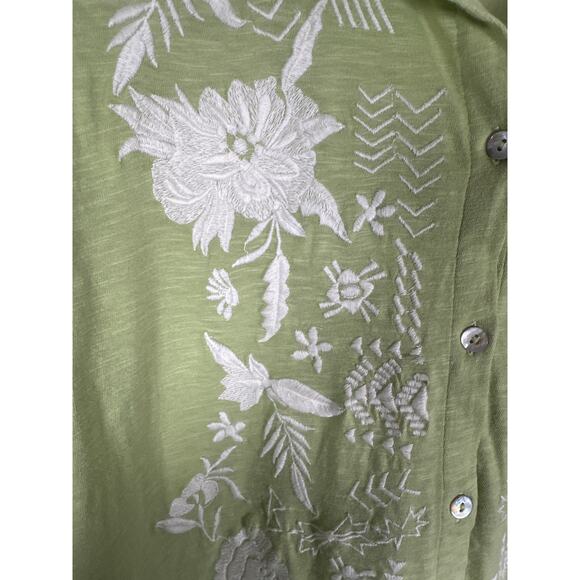 Soft Surroundings Madie Tunic Womens Sz XS Embroidered Button Up Roll Tab Sleeve - Picture 3 of 9